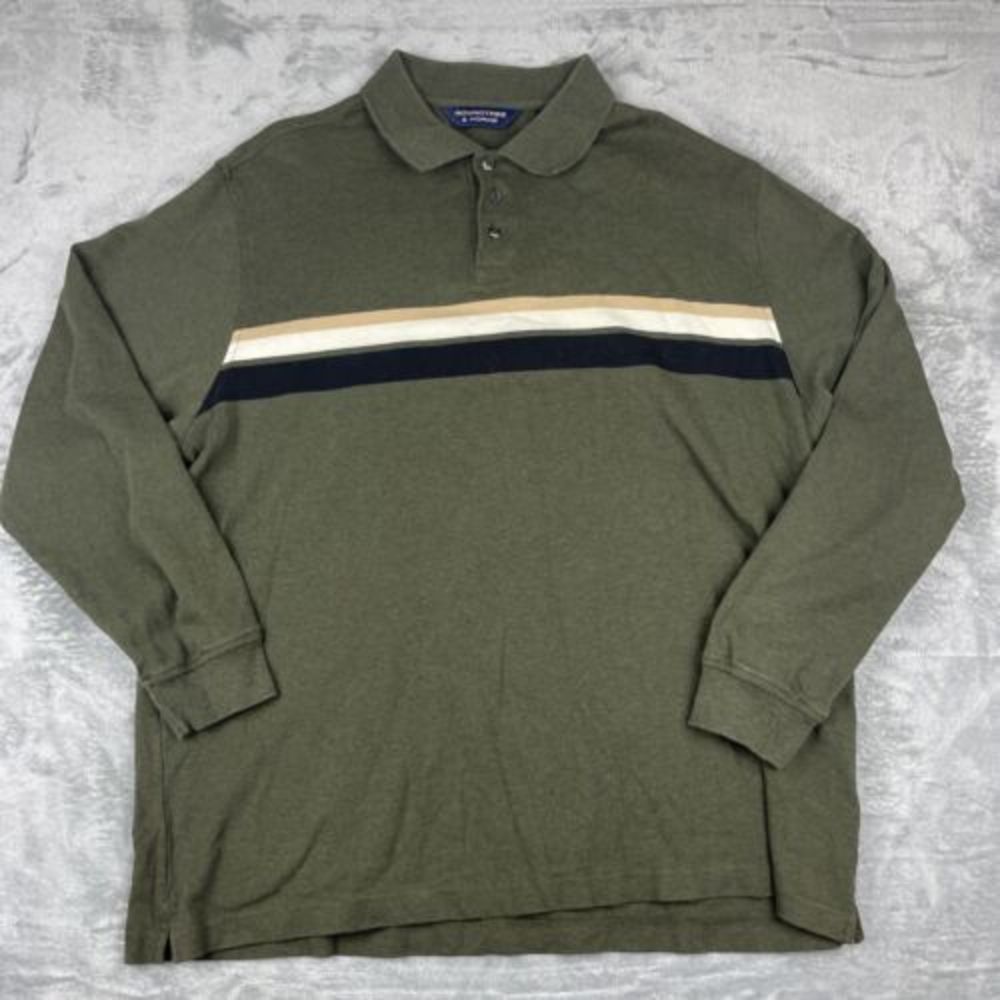 roundtree and yorke mens Long Sleeve Polo Shirt Golf 100% Cotton Classic